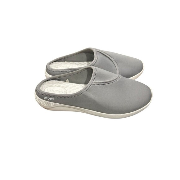 Crocs Lite Ride Open Back Round Toe Mules Light Grey Womens 10 Flexible Casual - Picture 2 of 9